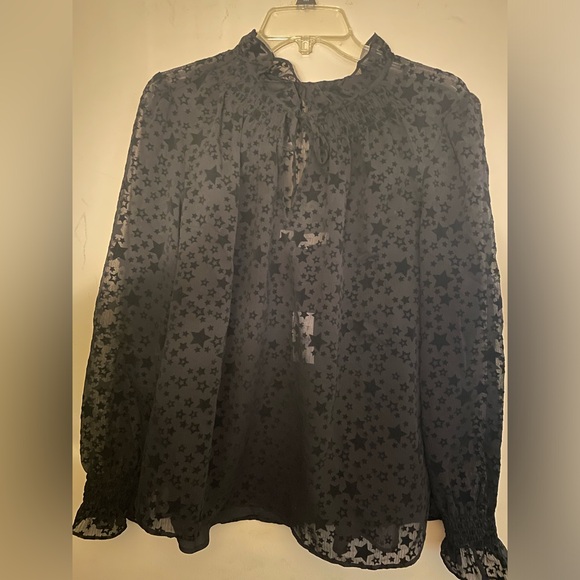 LOFT Tops - NWT Loft black star blouse. Size Large. Brand new!!